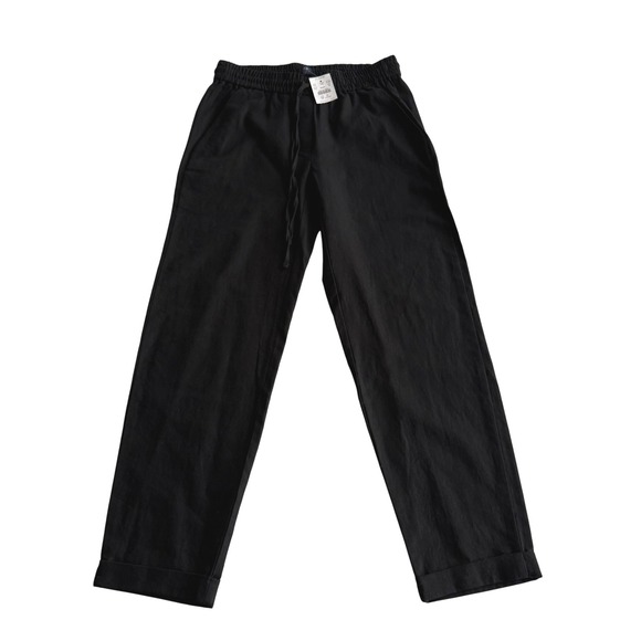 J. Crew Factory Pants - J Crew Factory NWT Linen Cotton Blend Drawstring Pull On Cuffed Black Pants 00‎